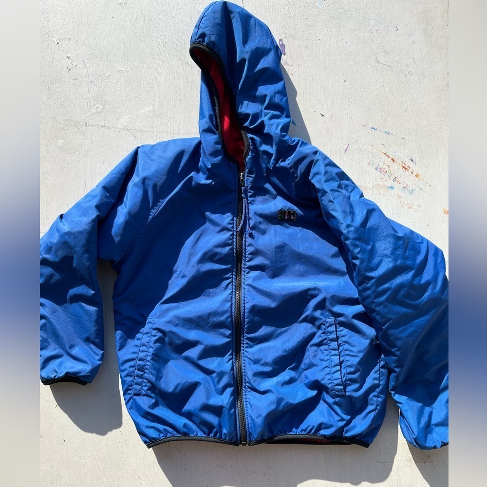 Kid's Vintage REI Jacket Blue Solid L‎ Camp Hike Light Packable Lined Fleece